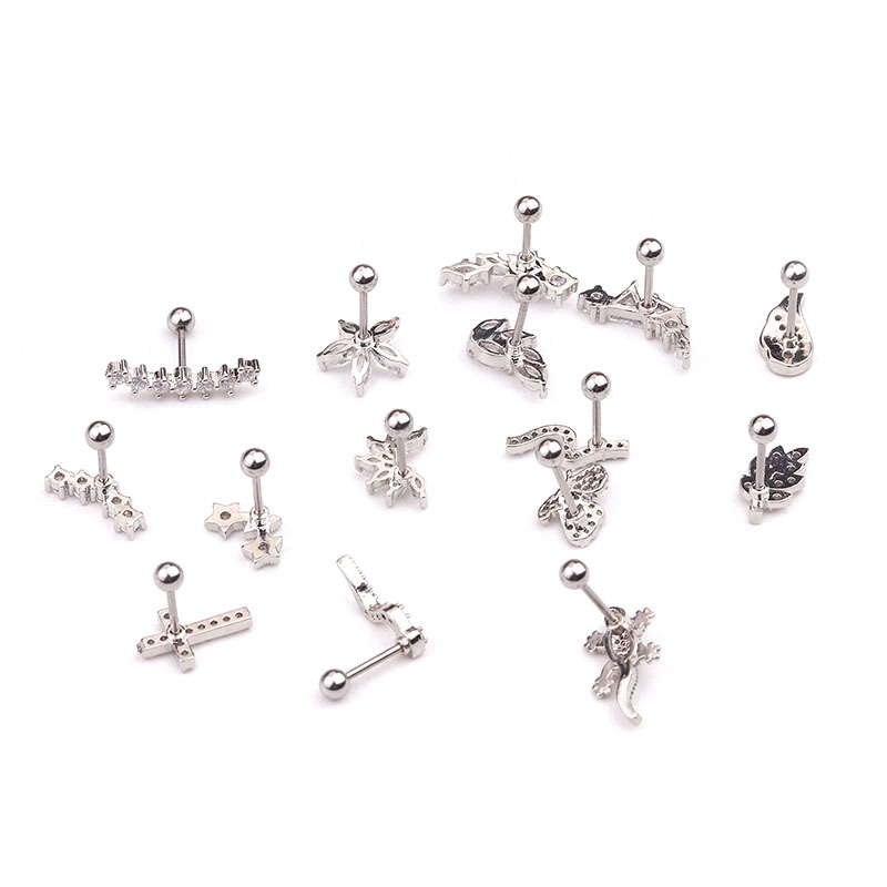 1piece 20G CZ Stainless Steel Ear Tragus Cartilage Helix Stud Barbell Earrings Piercing