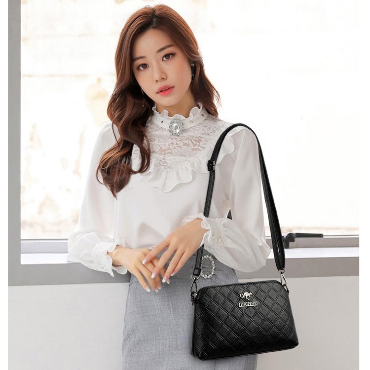 TAS SELEMPANG WANITA IMPORT KULIT PREMIUM HITAM KOREA SLING BAG CEWEK MURAH MEENA TA592B5 FASHION REMAJA KEKINIAN BRANDED BATAM PREMIUM