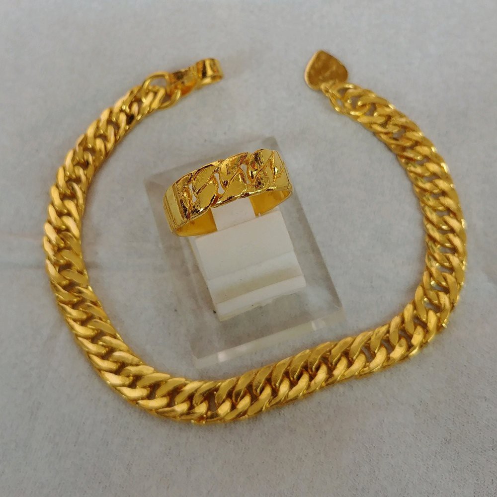 Jual Set Gelang Rantai Cincin Rante Lapis Emas 24k Asli terakhir
