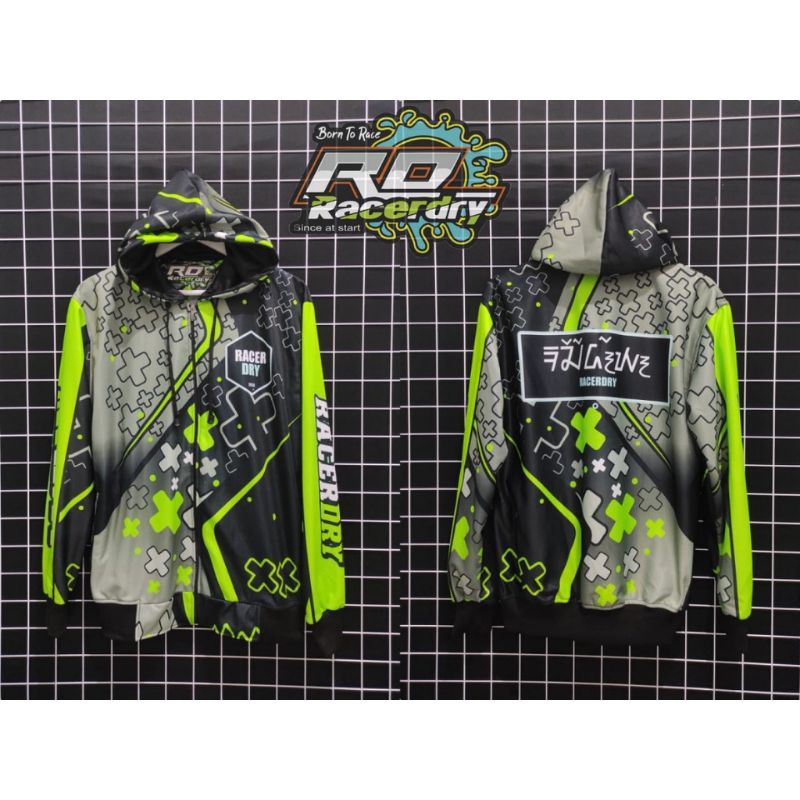 JAKET RACING MANDALIKA/JAKET RACING /JAKET RACING STAR/ BALAP PRINTING  DEWASA PRIA WANITA-Rd hijau plat