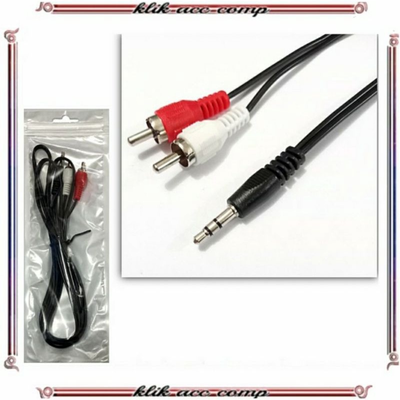 Kabel audio aux to rca 1 - 2 1.5 meter / jack 3,5 aux to RCA