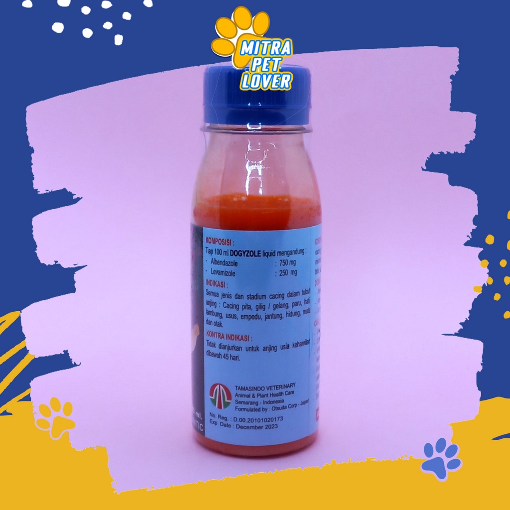 OBAT CACING ANJING - DOGYZOLE LIQUID 100 ML ORIGINAL - OBAT CACING SIRUP AMAN UNTUK ANJING DOG PUPPIES - EFEKTIV - AMPUH - PET ANIMAL HEALTHCARE AND VETERINARY TAMASINDO OBAT KESEHATAN DAN VITAMIN TERNAK HEWAN BINATANG PELIHARAAN MITRAPETLOVER