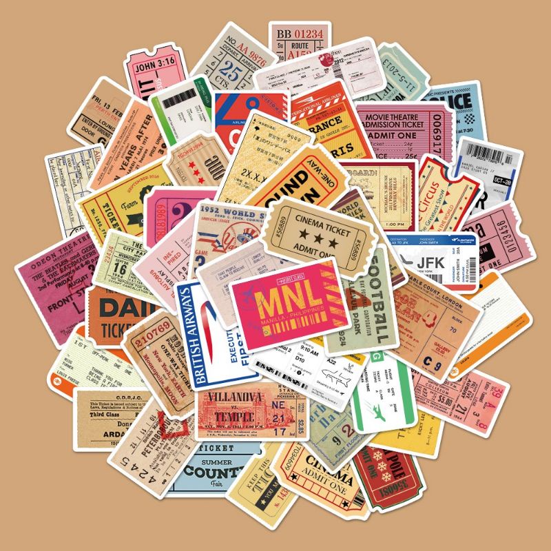 

10 Pcs Random Ticket Tiket Stiker Untuk Journaling Jurnal Bujo