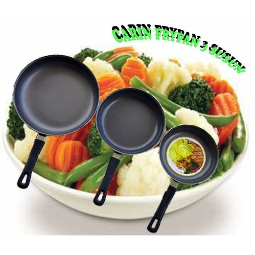 Frying Pan Set 3 in 1 Teflon Anti Lengket Wajan Masak Dapur Serbaguna Perlengkapan Rumah Penggorengan Korea Style Non Stick Multifungsi Cookware