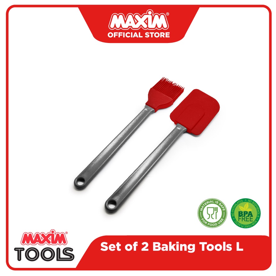 Maxim Tools Baking Tools 2pcs Set Spatula / Sutil &amp; Kuas Nylon Tahan Panas