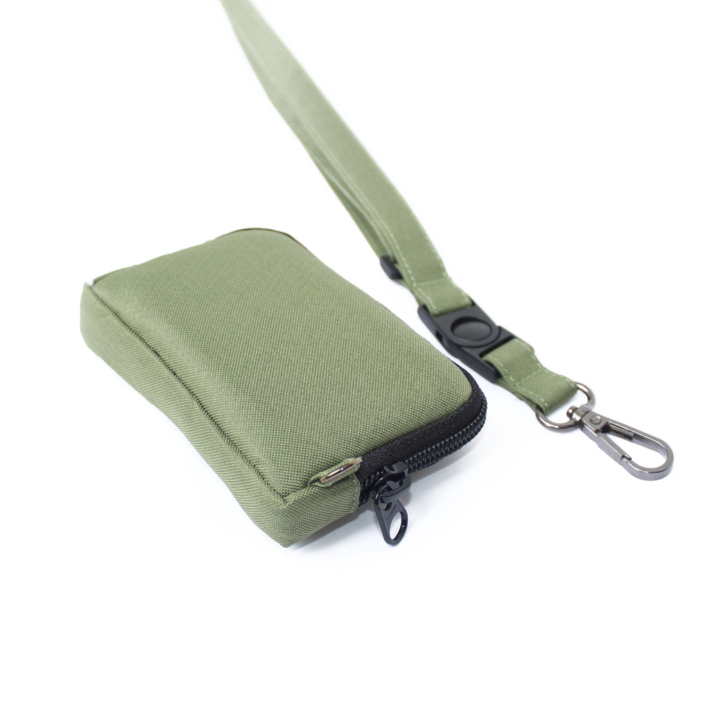 EMHW113 Hanging Wallet Pocket Pouch Dompet kartu Gantung Tali Lanyard hijau army