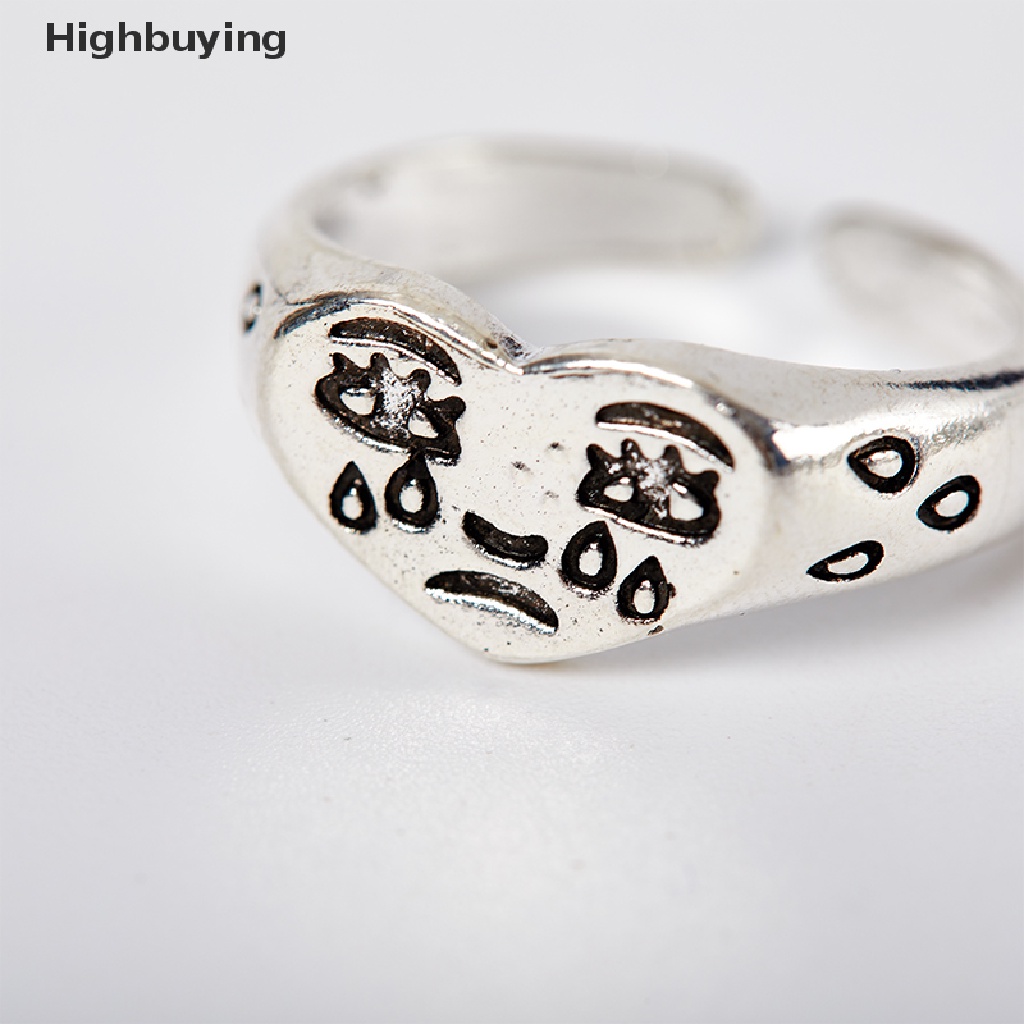 Hbid Perhiasan Cincin Wanita Desain Wajah Menangis Kreatif Resizable Untuk Hadiah / Club Malam