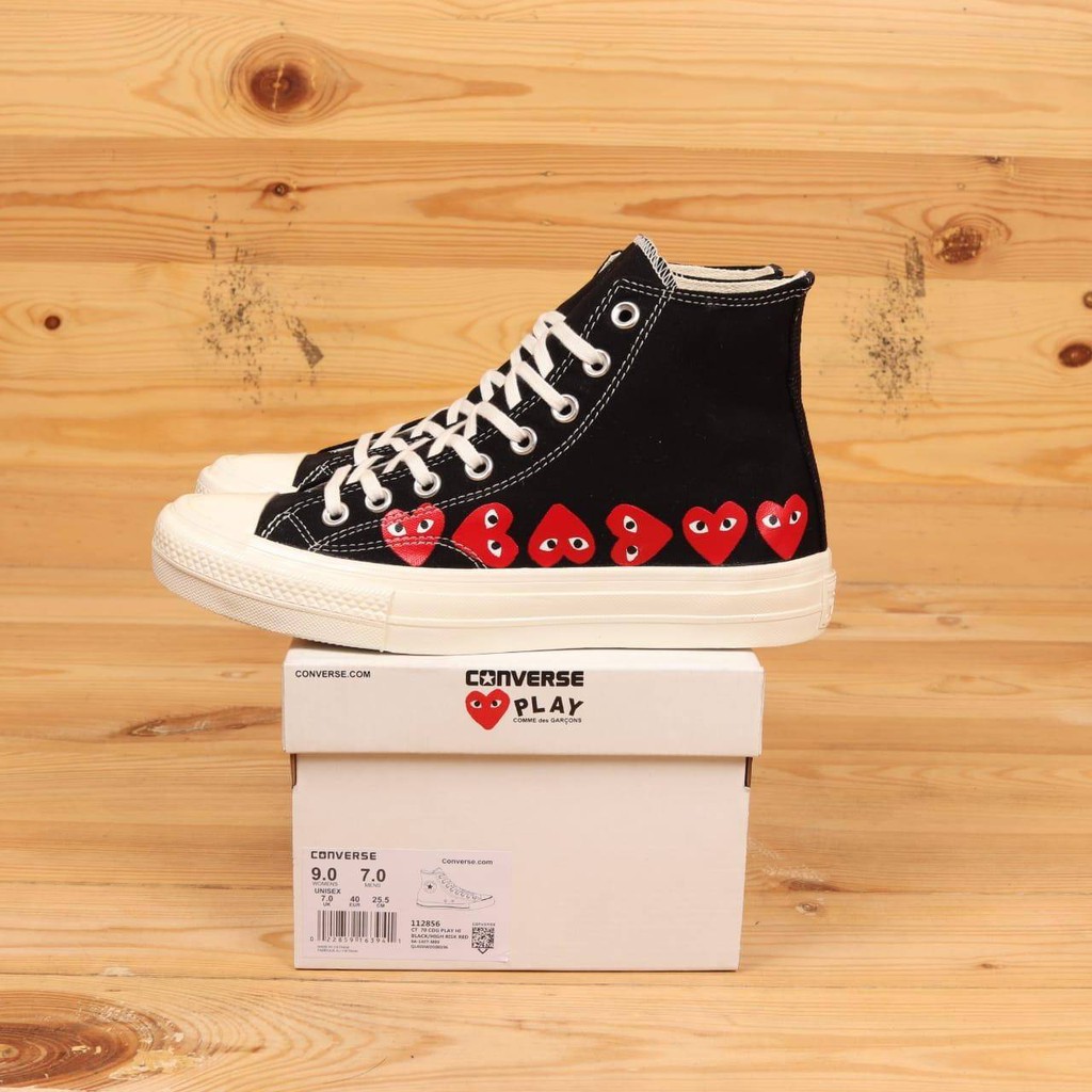 black multi heart cdg converse