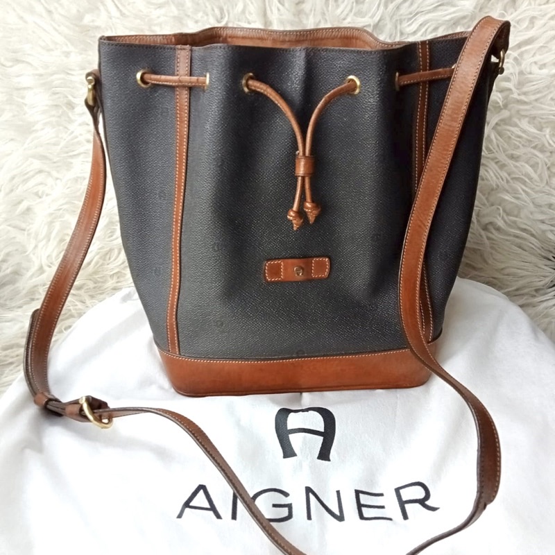 Etienne Aigner Leather Bucket Bag