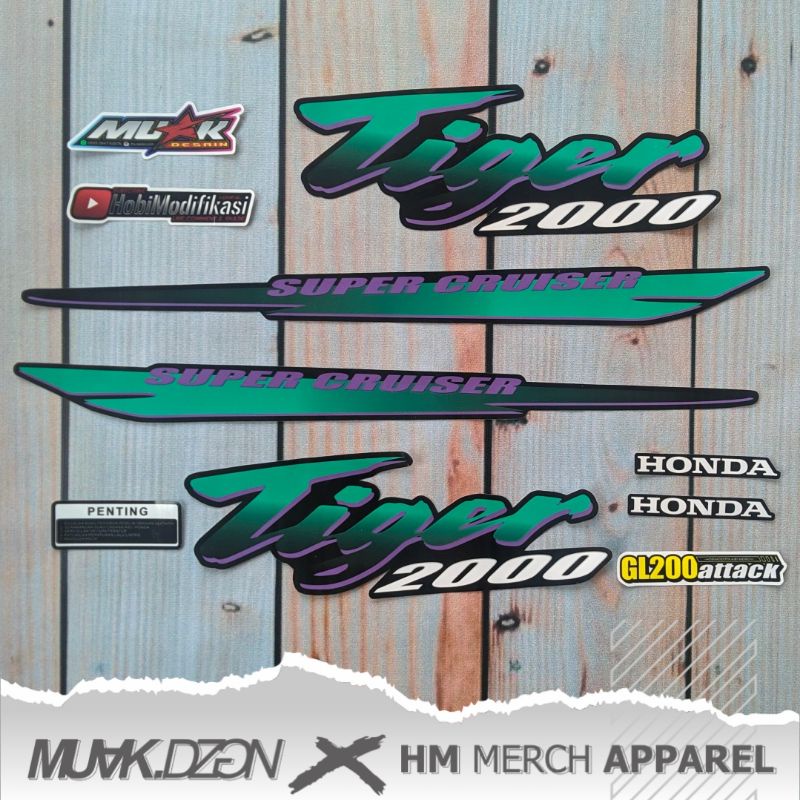 Sticker Stiker Striping Tiger 2000 / Tiger Lawas 94 96 Hijau Tosca