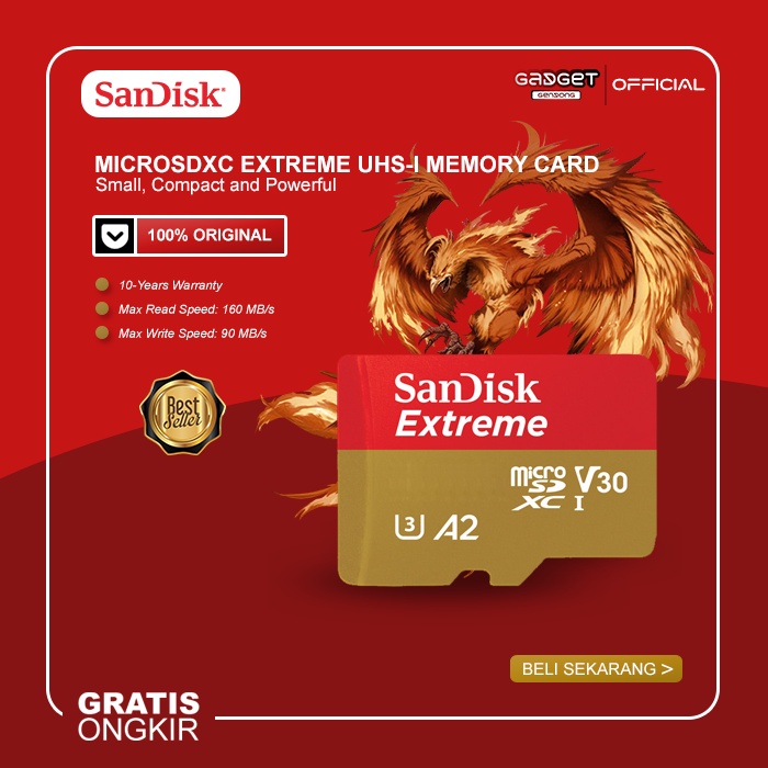 Sandisk MicroSDXC Extreme 1TB / 512GB / 256GB / 128GB A2 V30 UHS-1 160MB/s