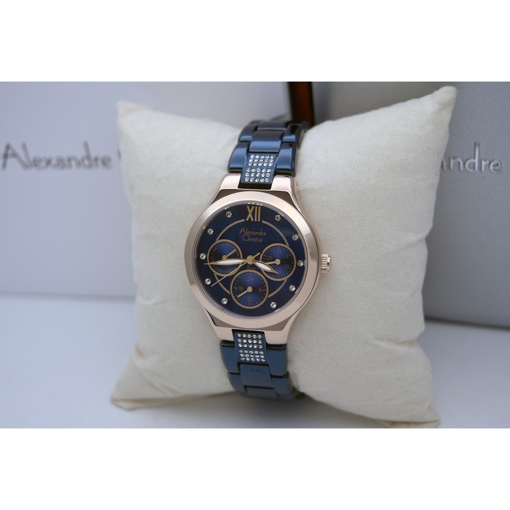 Alexandre Christie AC 2731 Gold strap Blue for Ladies Original