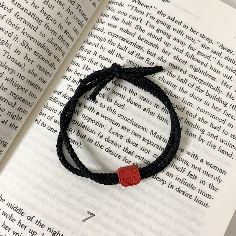 Ikat Rambut Simple Model Gelang Gaya Korea Aksesoris Fashion Wanita Import-AR-92 Hitam+Merah