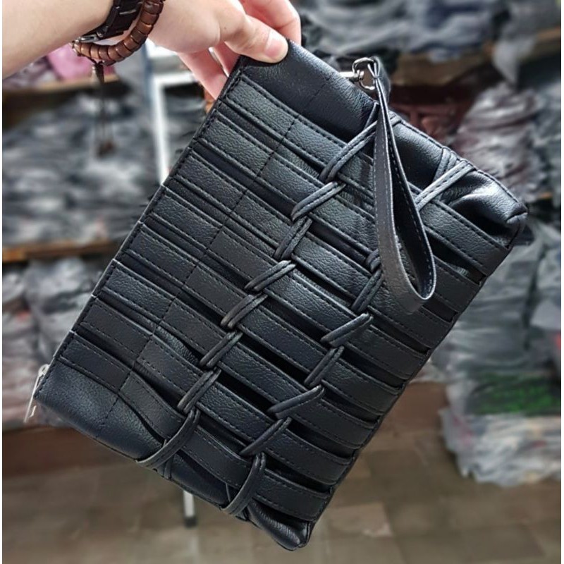 TAS SELEMPANG WANITA KULIT IMPORT HITAM LAHORE TA091B5 FASHION PESTA