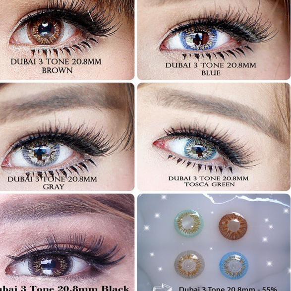 ORIGINAL Dubai 3 Tones Series Soft lens Soflen Soflens Gray Grey Brown Blue Tosca Toska Green Black