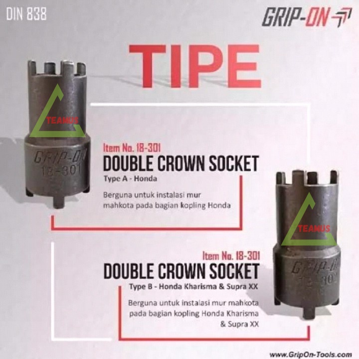 Jual Grip On Double Crown Socket Kunci Mahkota Kunci Kopling Type B Shopee Indonesia