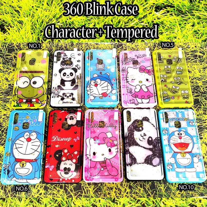 Case 360 Blink Character + Tempered for Samsung/Vivo/Oppo/Xiaomi