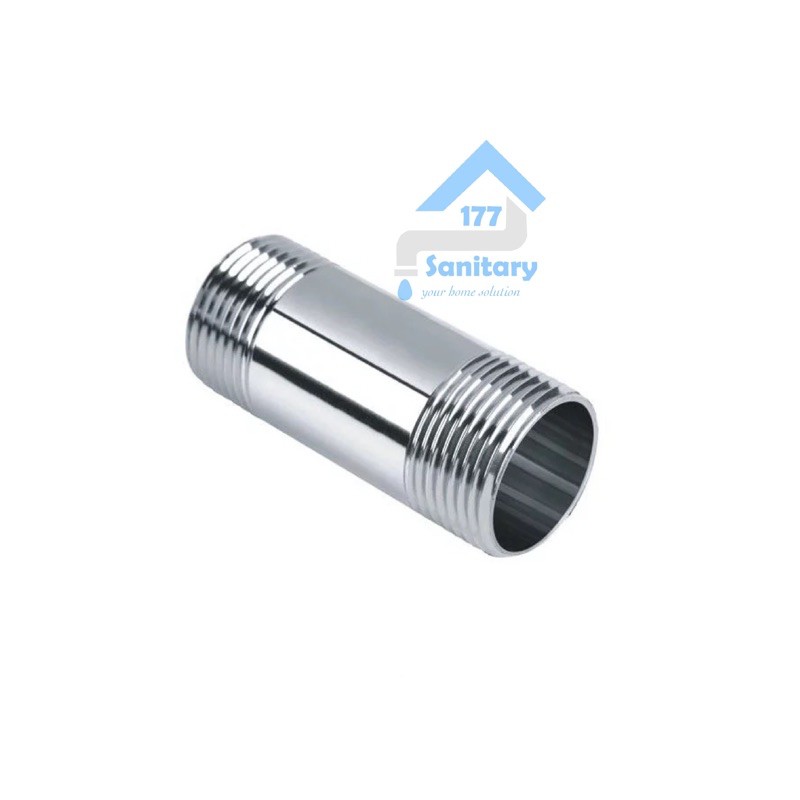 Double nepel Panjang 5cm stainless 1/2 inch 116x- dobel nepel stenlis mur fitting sambungan kran KERAN spare part /X18