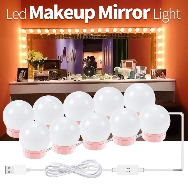 [3Warna] Lampu Vanity Lampu Makeup/Lampu kaca Lampu Vanity Mirror LED CERMIN tempel