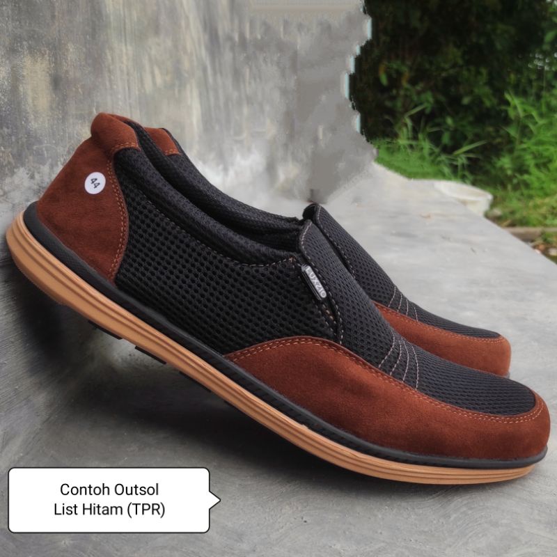 Sepatu Pria Kulit Slop On Kanvas Suede Kasual Formal Kerja Kantoran Santai Sol Karet Premium