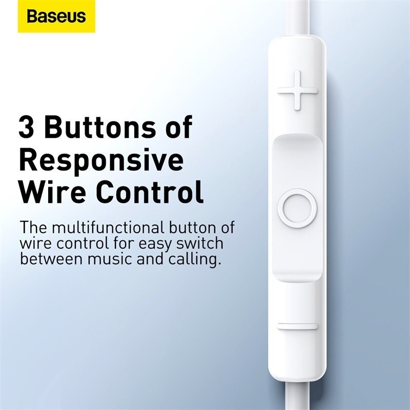 Baseus Original Headset Kabel Encok H17 Jack Audio 3.5mm Wired Earphone Handsfree Ori