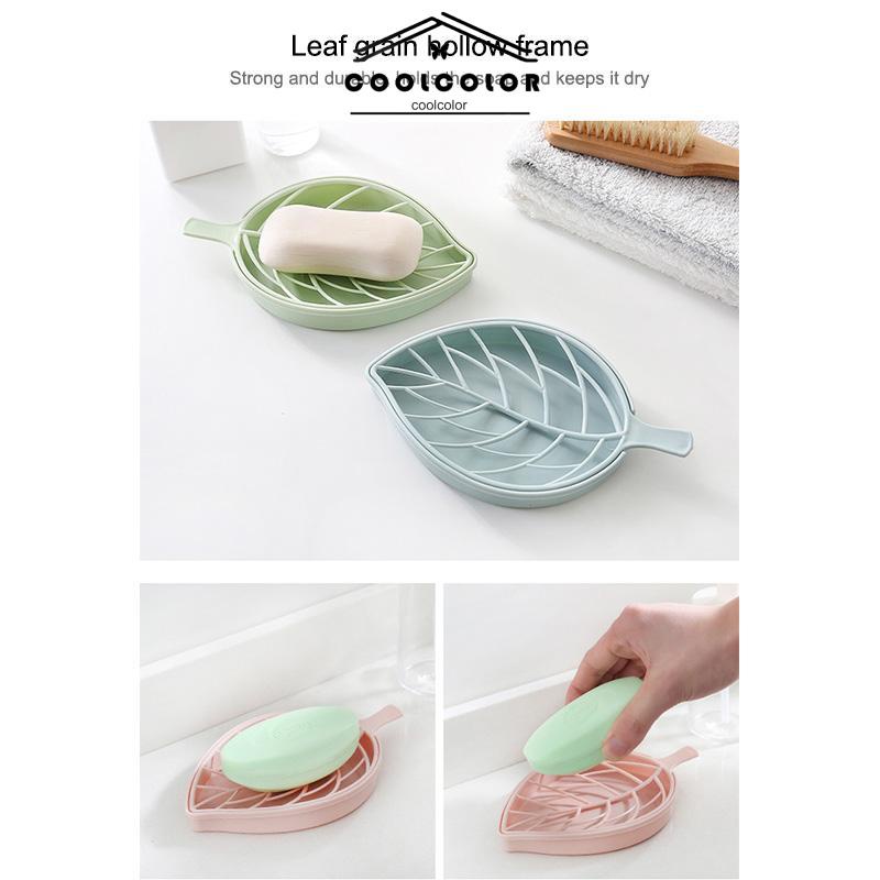 CODKotak Sabun Daun Kreatif Kamar Mandi Gratis Punch Suction Cup Toilet Drain Soap Rack- cl