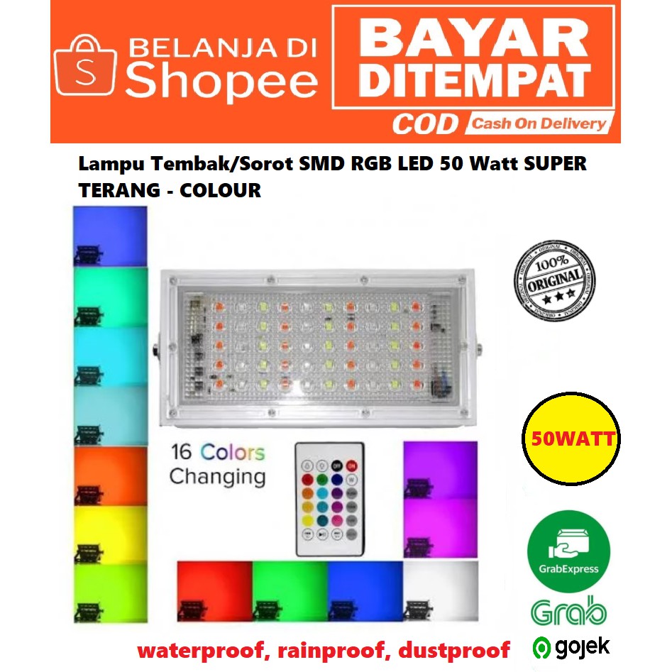 Lampu LED SOROT 50W Flood Light -RGB + REMOTE