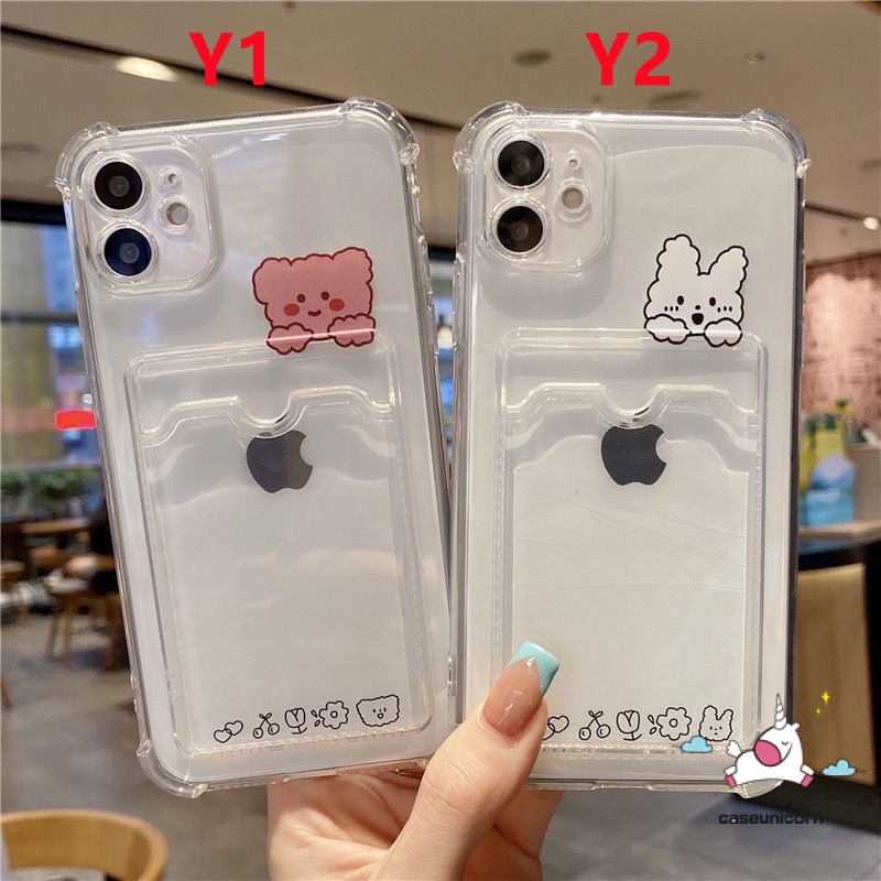 Soft Case Transparan Motif Kartun Beruang Kelinci Untuk iPhone 11 12 13 14 Pro MAX XR X XS MAX 6 6s 7 8 Plus SE 2020