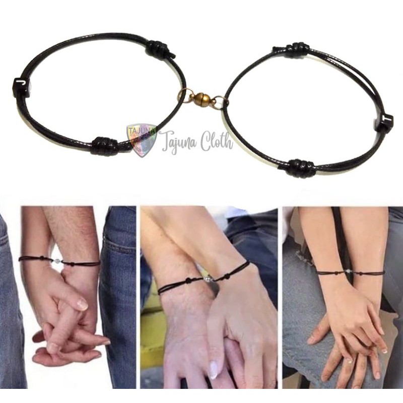 satu pasang gelang cauple/ pasangan/gelang persahabatan/gelang magnet bisa custom inisial atau nama