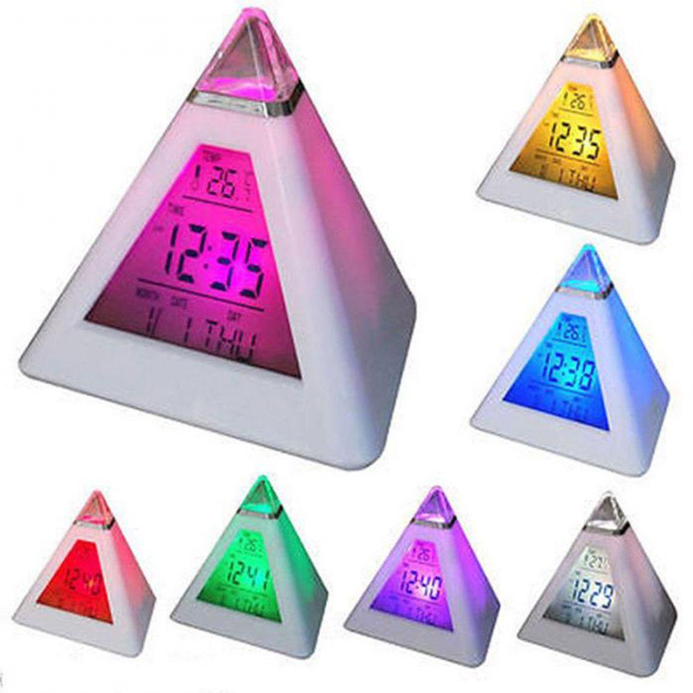 Solighter Jam Alarm Piramid High Quality Dengan Lampu Malam Termometer Meter