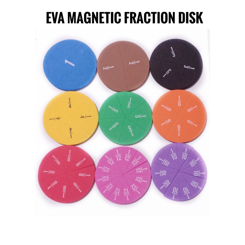 Mainan Montessori Eva Magnetic Fraction disc Belajar Pecahan