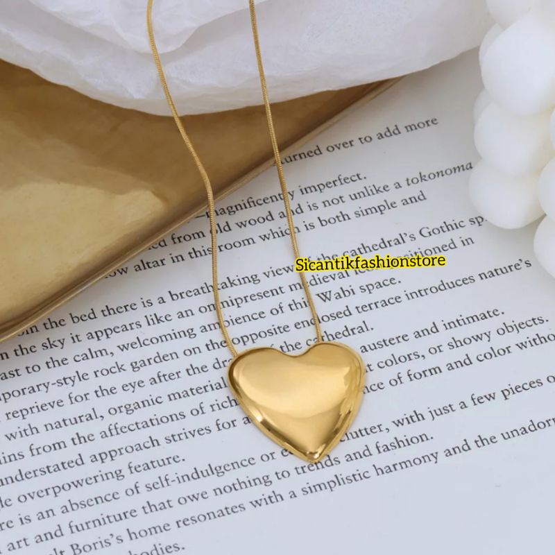 Kalung Wanita Titanium Liontin Love Gold Anti Karat selamanya Kalung Wanita Korea Terlaris Terbaru Liontin Love Gold Kalung Titanium