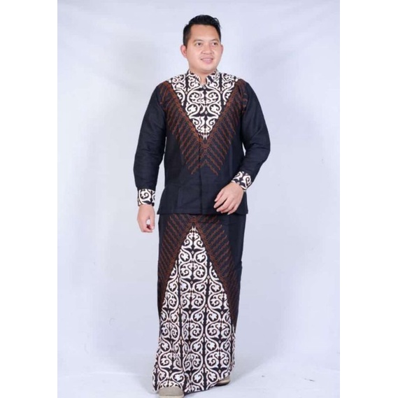 one set baju muslim pria | setelan baju batik Koko dan sarung pria terbaru