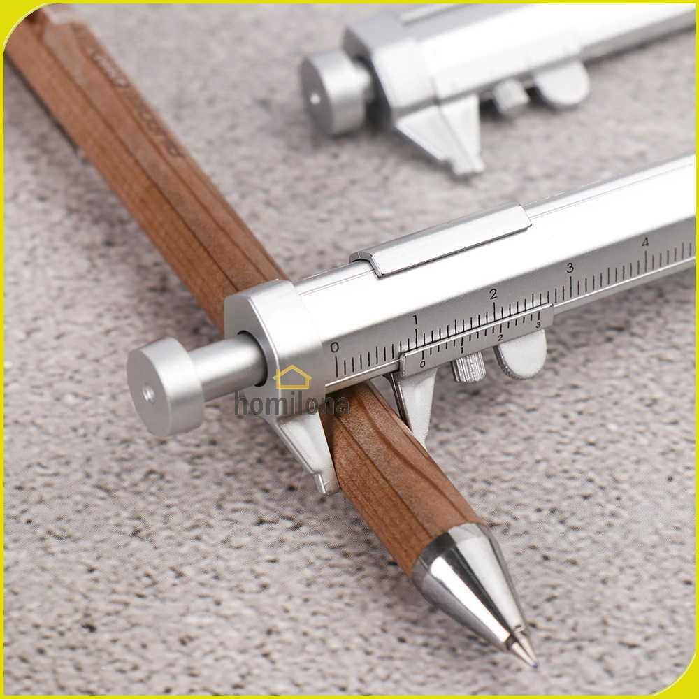 Pena Pulpen Multifungsi Ballpoint Pen Caliber Measuring Tool Scale Ruler - Taffware B100 - Silver