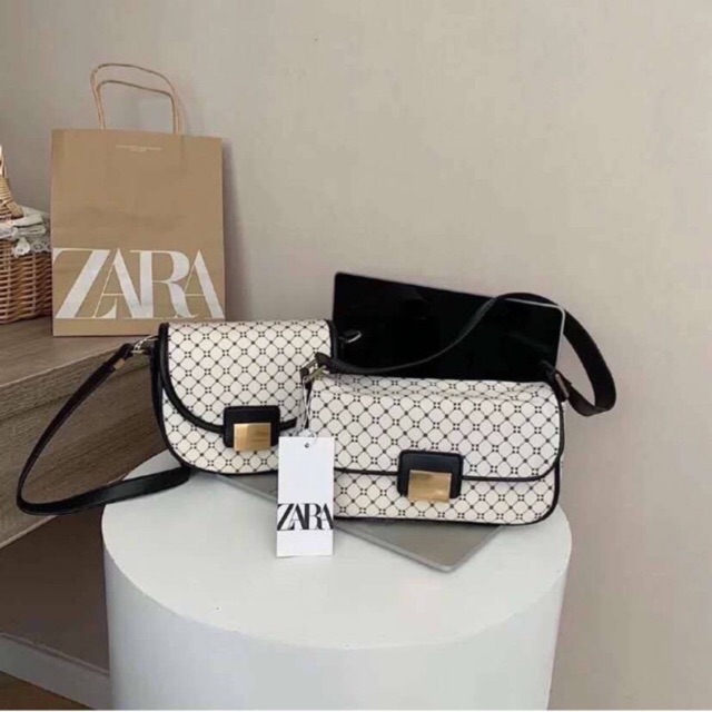 SALE 4.4 TAS WANITA ZARA4  SOLDERBAG WHITE MOTIF SIMPLE FASHION IMPORT # 12652