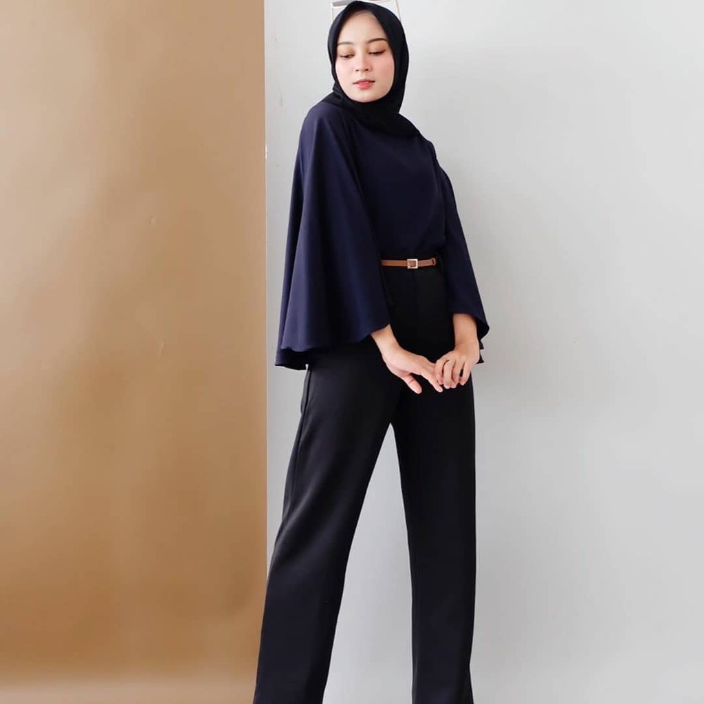 Blouse Wanita Korean Style Trum Blouse Bahan Moscrafe Pakaian Wanita Kekinian Baju Atasan Wanita Terbaru 2023 Kekinian Viral Blouse Hitam Jumbo