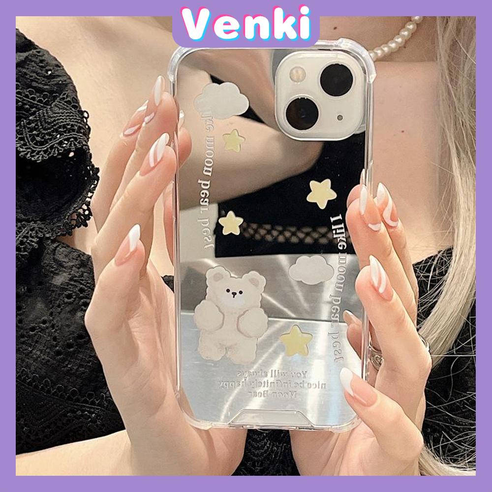 iPhone Case Acrylic Mirror Airbag Shockproof Protection Camera Cloud Cute Bear Compatible with iPhone 11 iPhone 13 Pro Max iPhone 12 Pro Max iPhone 7 Plus iPhone xr