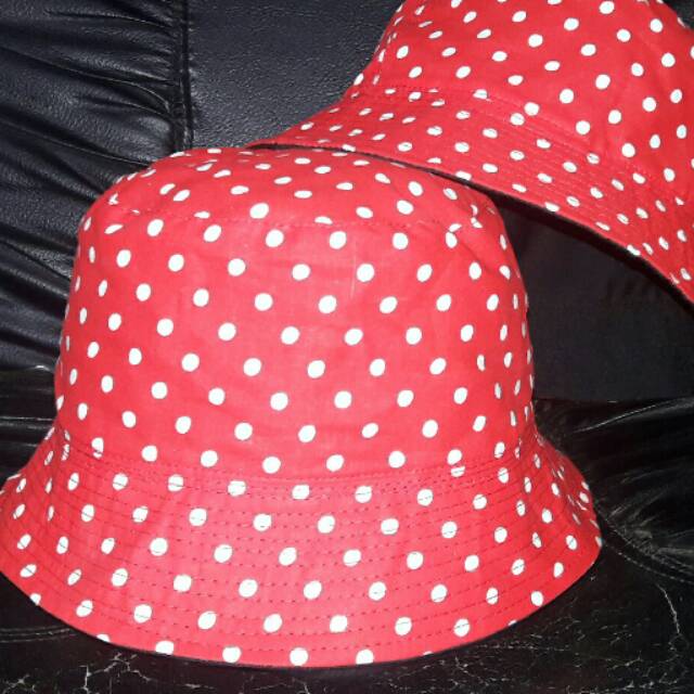 Topi bucket hat polka dot topi polkadot bulat