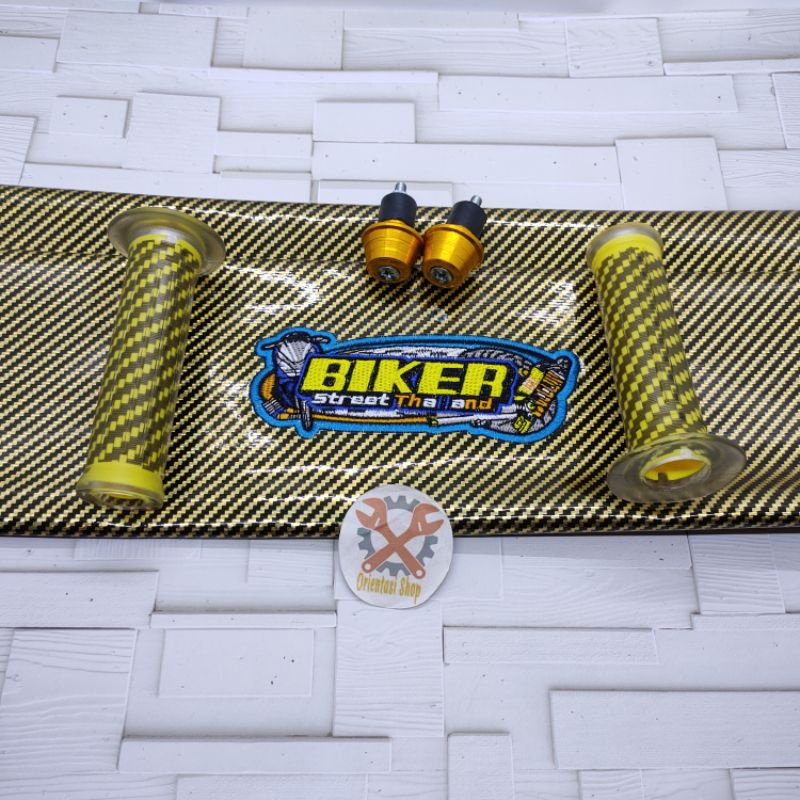 Kulit jok biker+ handgrip carbon+Jalu stang bisa untuk semua motor