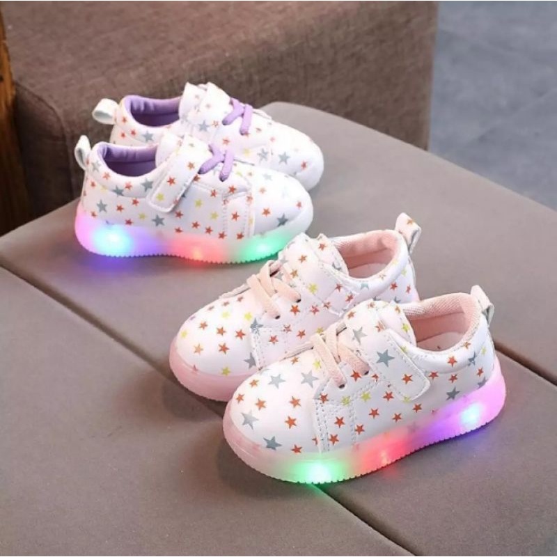 [COD] Sepatu Anak STARS Sepatu Lampu Menyala LED Sepatu Anak Perempuan Sepatu anak laki-laki Size 21-30