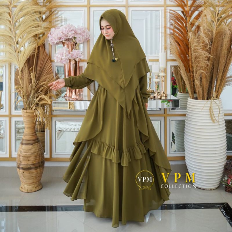 Gamis Polos Qiyara Syari-Gamis Set-Gamis Ceruty