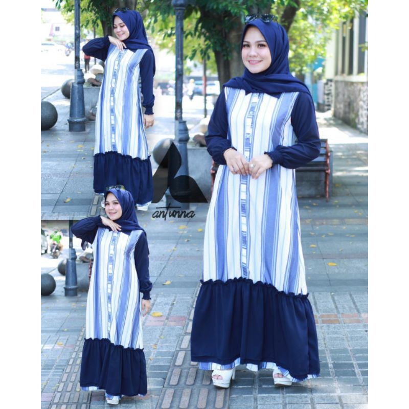 Gamis Dress Biru Navy by ANTUNNA Original