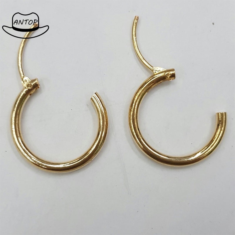 1 Pair Dasar Anting Hoop Kecil Sederhana Tabung berlapis Emas Anting Lingkaran Stud ANTOP