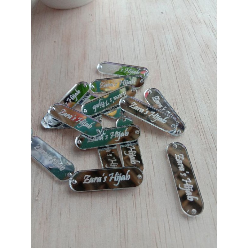 Label Hijab akrilik , rebranding hijab /baju / gamis /merk baju jilbab murah-Silver