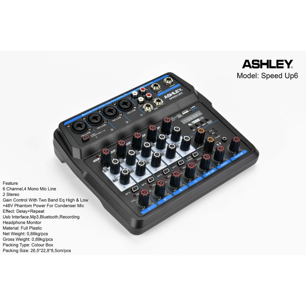 MIXER ASHLEY SPEED UP6 6 CHANNEL ORIGINAL USB Bluetooth