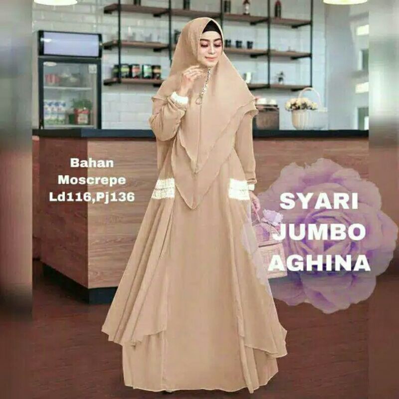 Gamis Syari | Gamis Terbaru | Baju Gamis Terbaru | Gamis Syari Terbaru | Set Syari Jumbo Aghina