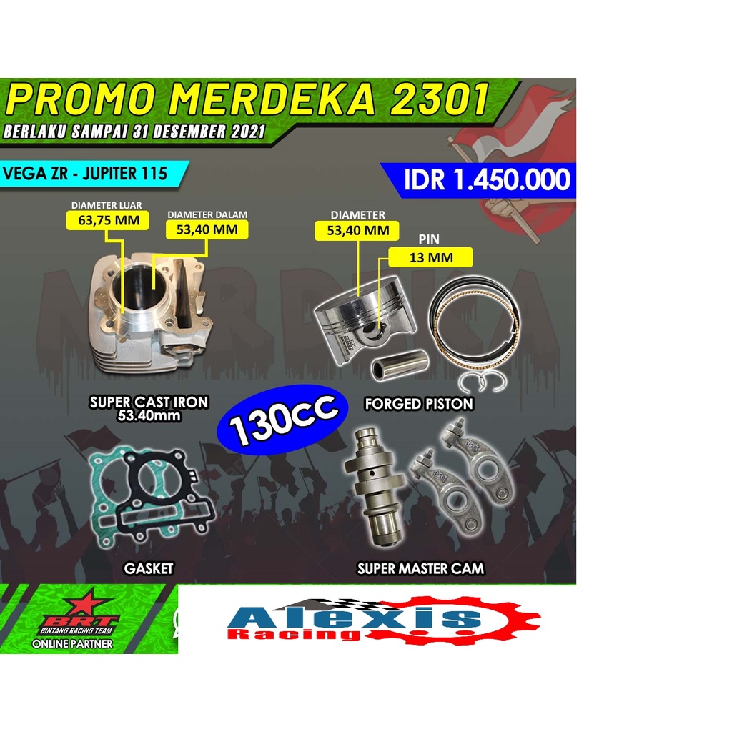 Super Promo Tahun Baru 2301 BRT Paket Bore Up VEGA ZR / JUPITER 115