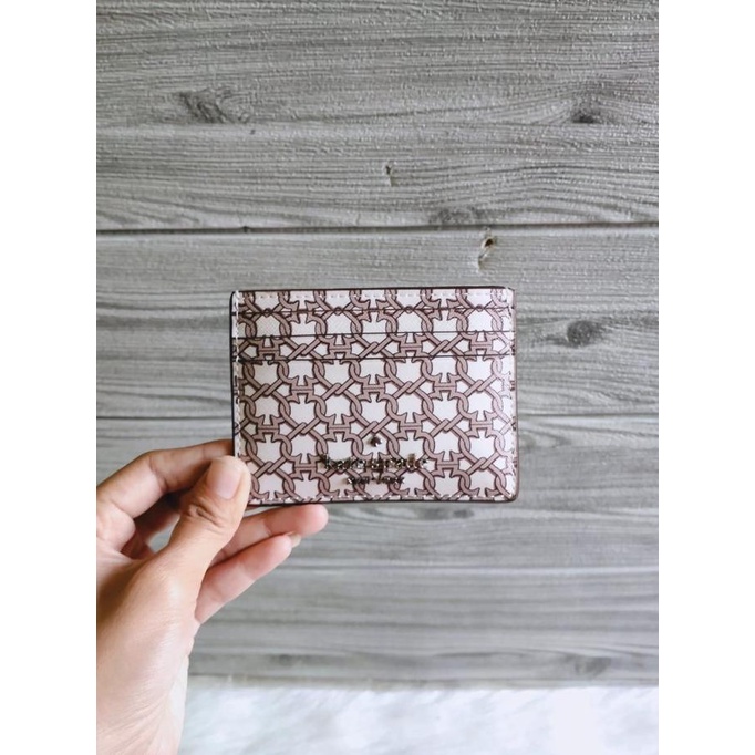 

DOmpet Kartu Kate spade small slim card holder spade link white multi