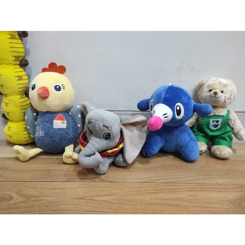 Paket Mainan Anak Boneka Karakter Plush Toy Preloved Bahan Lembut 4 Pc
