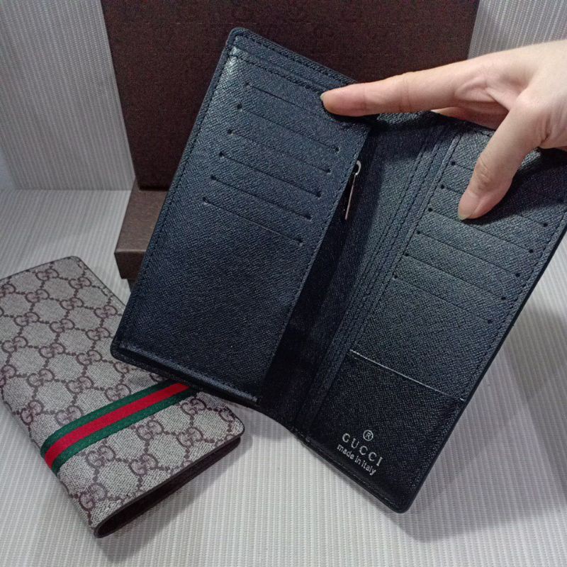 Dompet panjang lipat unisex pria/wanita emboss list